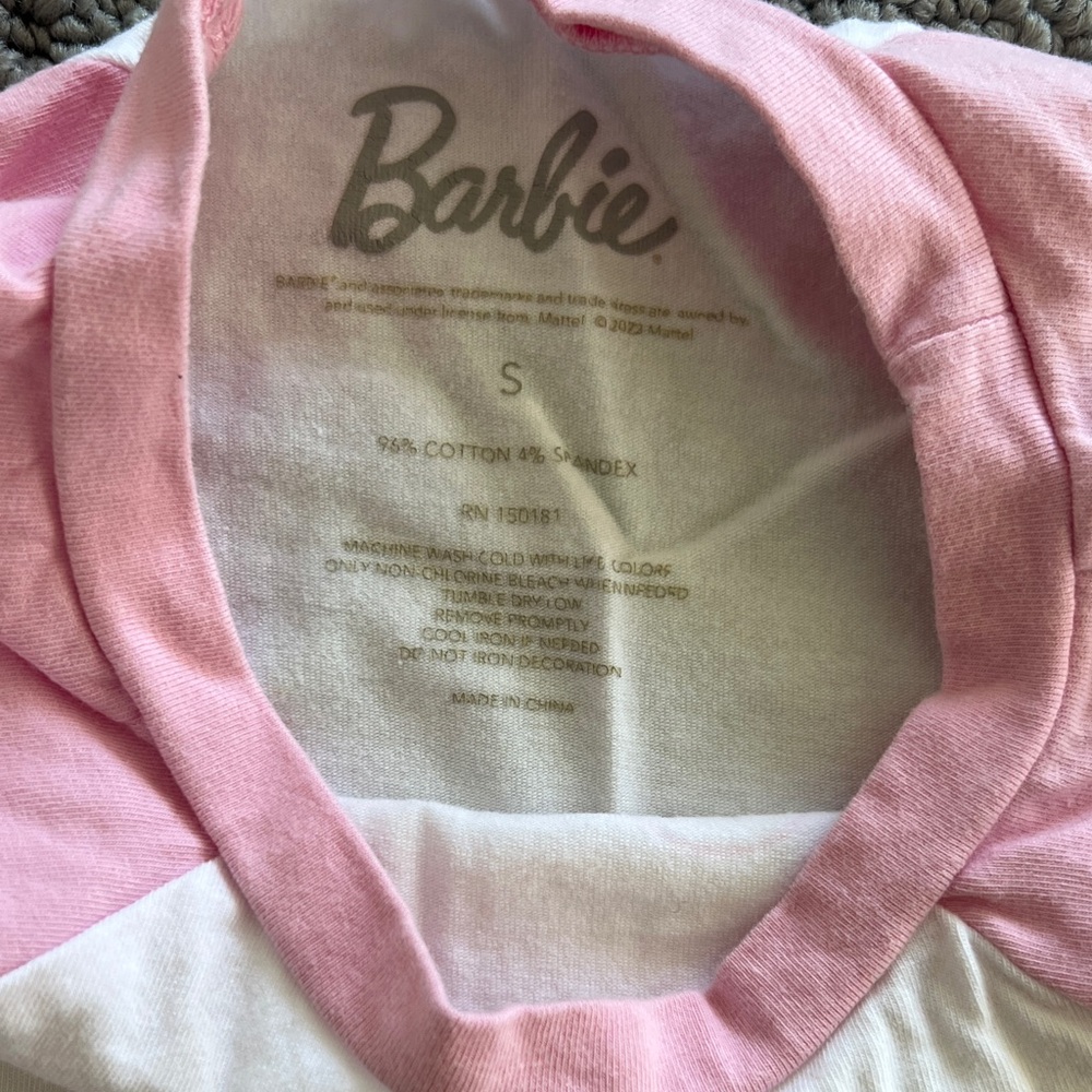 Barbie Pink and White Short Sleeve Tee - Picture 2 of 5